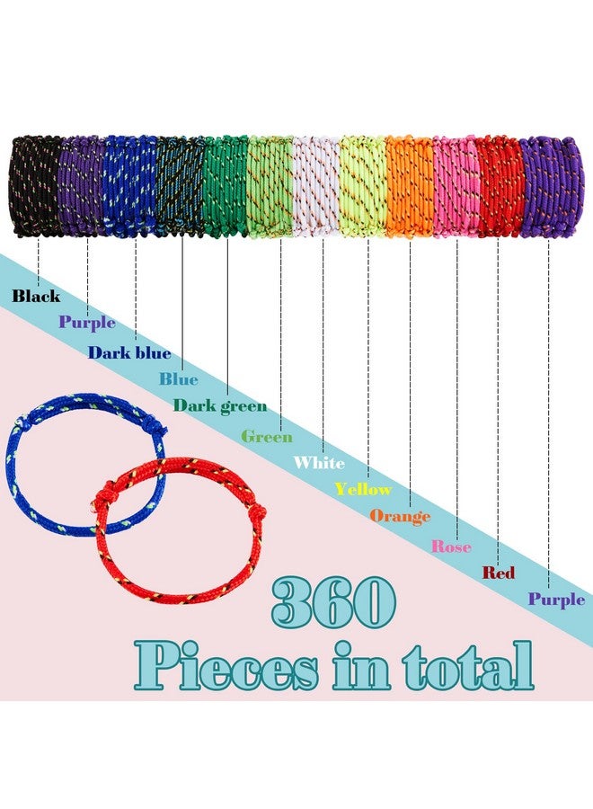 360 Pcs Neon Rope Woven Adjustable Friendship Bracelets Kids Rope Bracelets Bulk Bracelets Neon Bracelet In 12 Assorted Neon Colors For Girls Adults Goody Bag Birthday Party