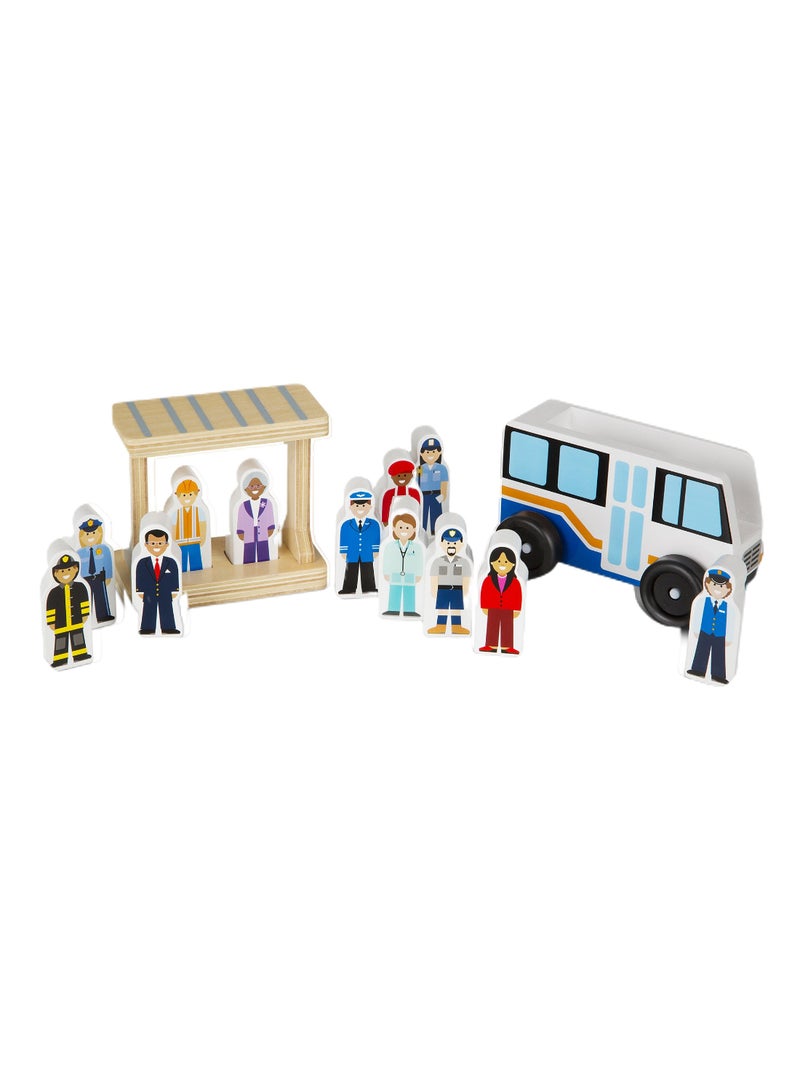 14-Piece Off To Work Bus Play Set