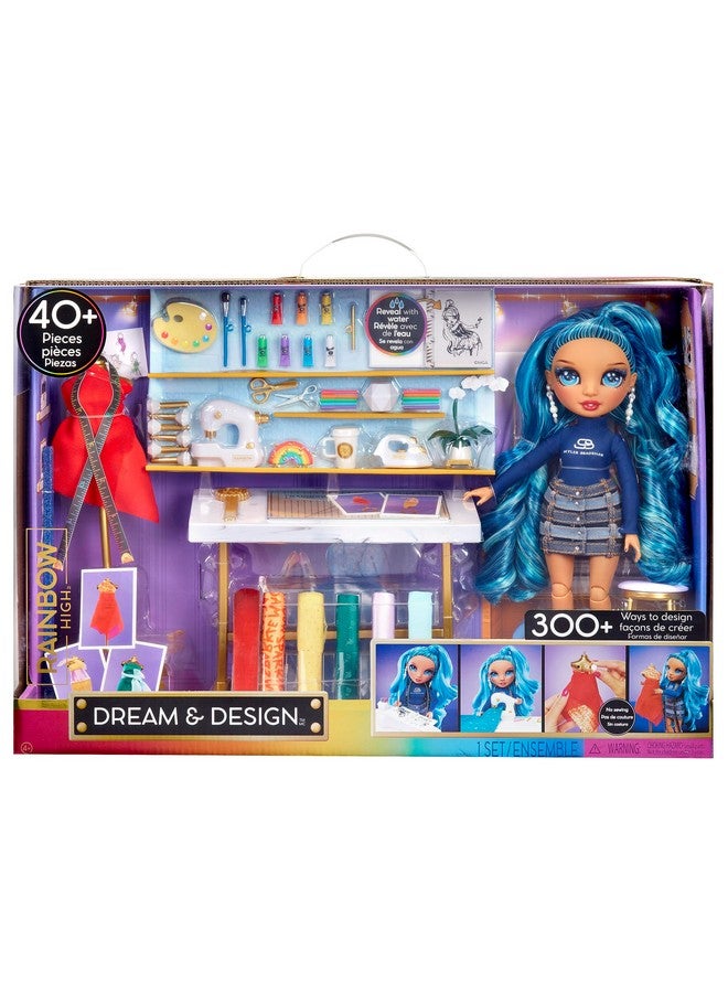 Dream & Design Fashion Studio Playset. Fashion Designer Playset With Exclusive Blue Skyler Doll. Plus Easy No Sew Fashion Kit. Gift For Kids 412 & Collectors
