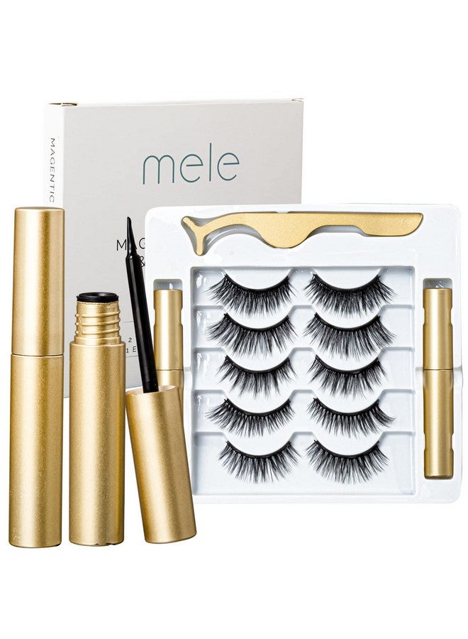 Mele Mele Magnetic Eyelashes & Eyeliner Kit Reusable Easy To Apply Natural Looking Lash Kit Long Lasting Comfortable False Lashes 5 Pairs 8 Piece Set