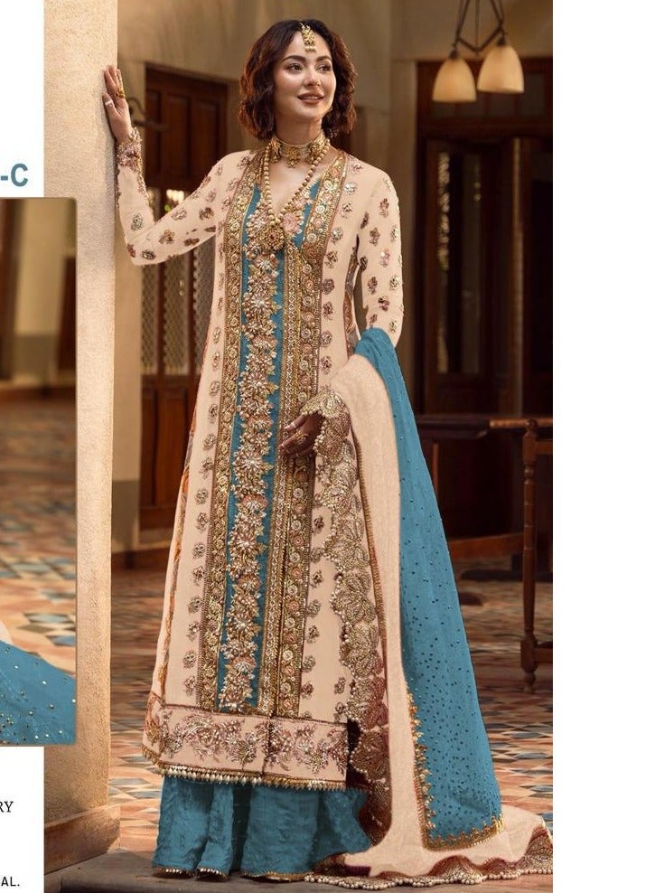 Wedding Embroidery Work Semi Stitched Pakistani salwar Suit with Dupatta