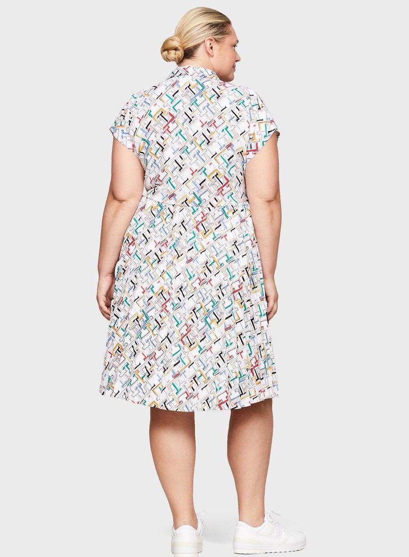 Polo Neck Printed Dress