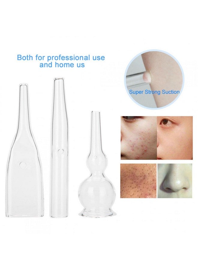 Vacuum Glass Tube 3Pcs Glass Pipes Kit For Blackhead Removal Face Cleanser Glass Pipes Blackhead Tube Blackhead Removing Kit Tool Set For Vacuum Cleaners Beauty Machine