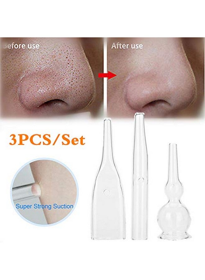 Vacuum Glass Tube 3Pcs Glass Pipes Kit For Blackhead Removal Face Cleanser Glass Pipes Blackhead Tube Blackhead Removing Kit Tool Set For Vacuum Cleaners Beauty Machine
