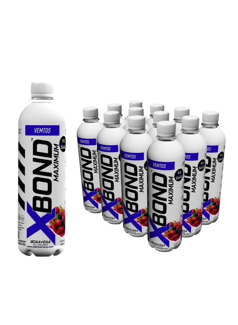 XBOND BCAA + EAA, Vemtos Flavour, Non Carbonated Drink, Sugar Free, Branch Chained Amino Acids(pack of 12)