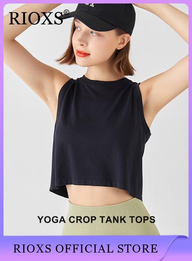 Women's Ice Silk Cooling Yoga Vest Breathable Quick Drying Sports Tank Top Revealing Sweatshirt Sleeveless Yoga Running Top