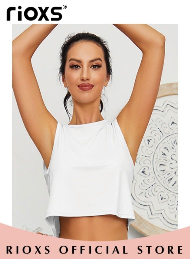 Women's Ice Silk Cooling Yoga Vest Breathable Quick Drying Sports Tank Top Revealing Sweatshirt Sleeveless Yoga Running Top