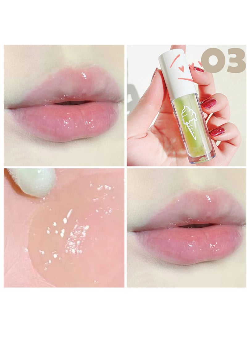 Lip Glow Oil Transparent Toot Lip Oil Portable Plumping Moisturizing Clear Lip Gloss for Dry and Chapped Lips Natural Nourishing Lip Care Deep Repair Use with Lipstick 3PCS