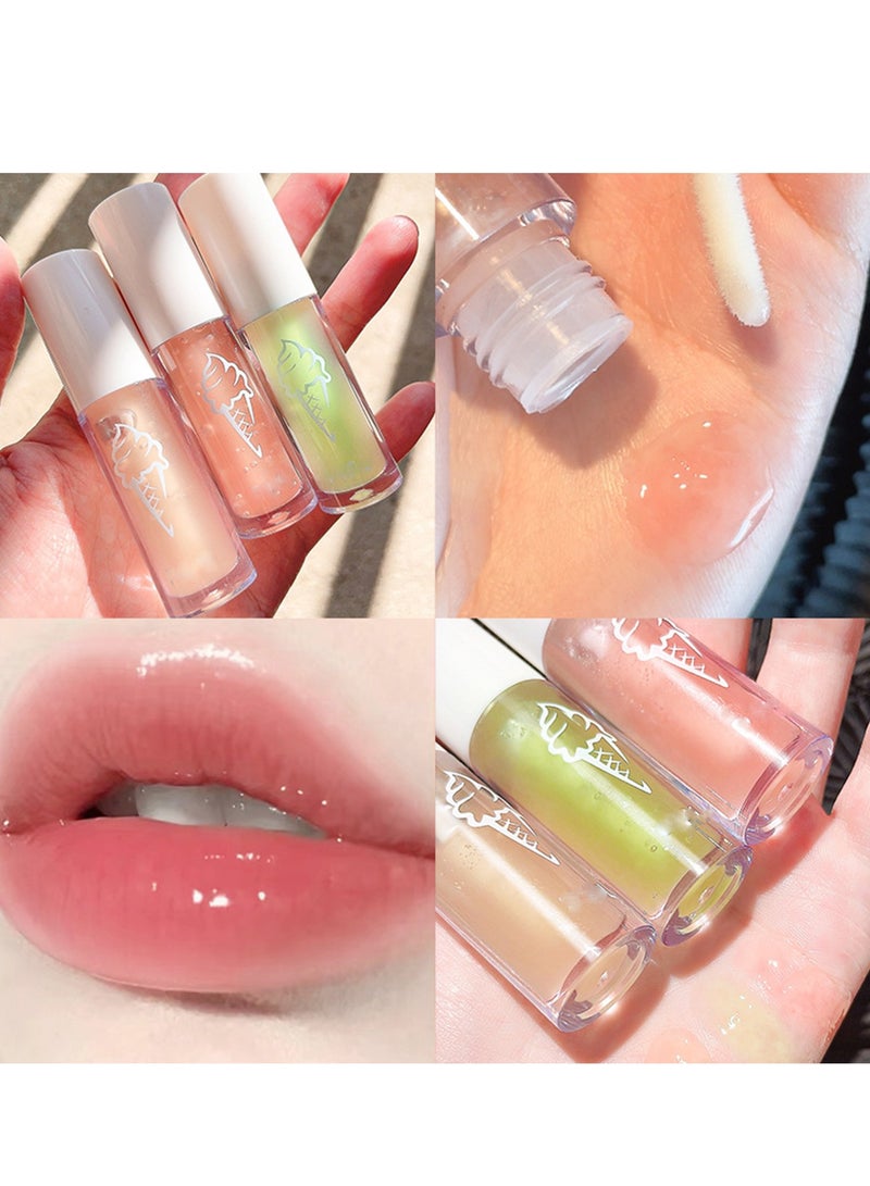 Lip Glow Oil Transparent Toot Lip Oil Portable Plumping Moisturizing Clear Lip Gloss for Dry and Chapped Lips Natural Nourishing Lip Care Deep Repair Use with Lipstick 3PCS