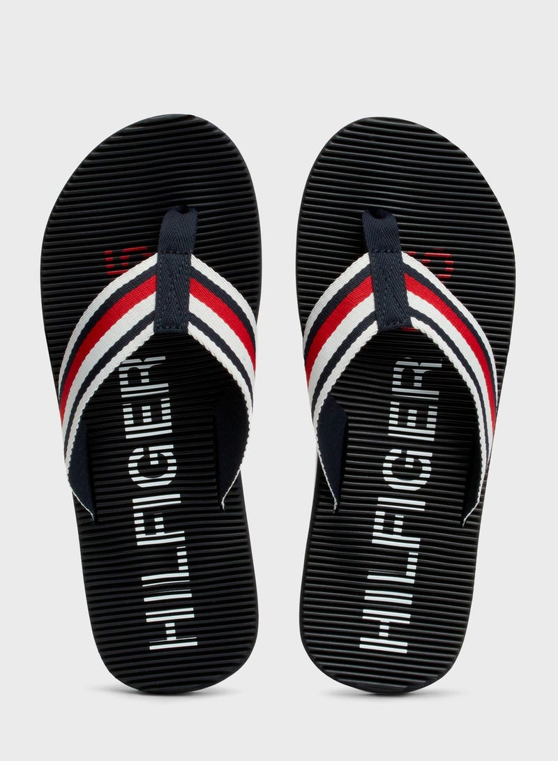 Logo Massage Footbed Flip Flops