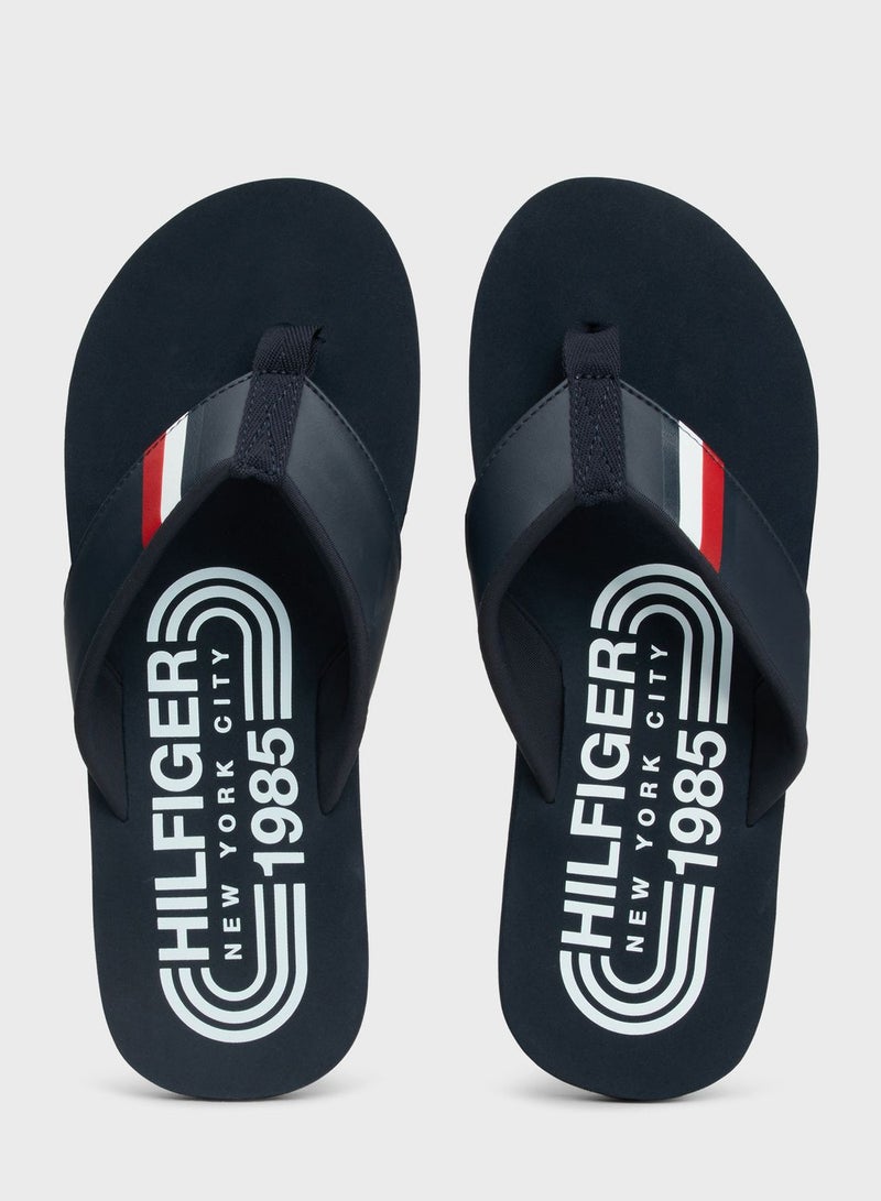 Logo Massage Footbed Flip Flops