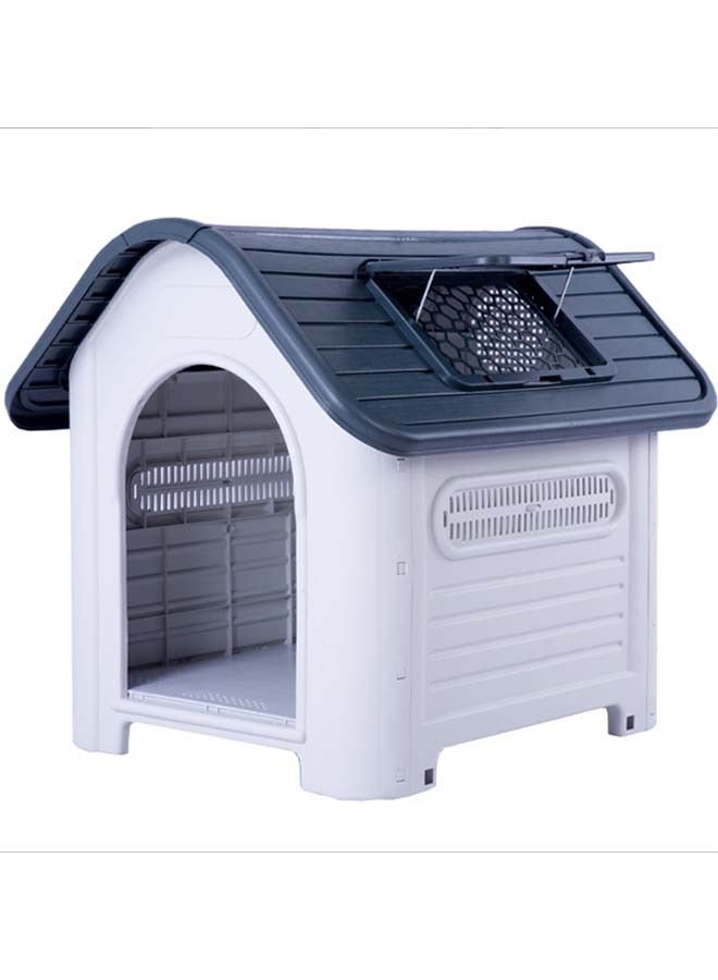 Rainproof Dog Kennel Large 4 Seasons Universal, Dual Door Washable Ventilated Design Leak-proof Base Outdoor/Indoor Use 87*72*75 cm， grey