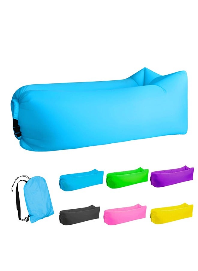Inflatable Lounger Air Sofa Hammock, Inflatable Couch for Camping, Portable Waterproof Anti-Air Leaking Pouch Couch Air Chair for Outdoor, Beach, Hiking, Picnics, Music Festivals (Blue)