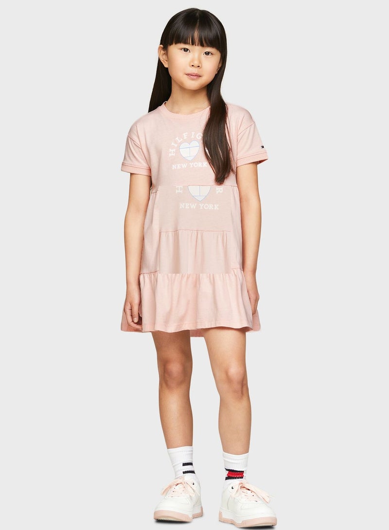 Youth Printed Tiered Dress