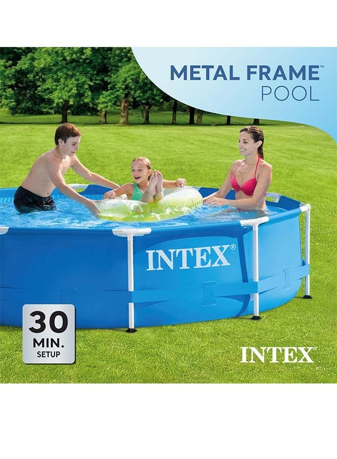 Intex 28200EH 10 Foot x 30 Inch 4 Person Outdoor Metal Frame Above Ground Round Swimming Pool with Easy Set-Up (Pump Not Included)