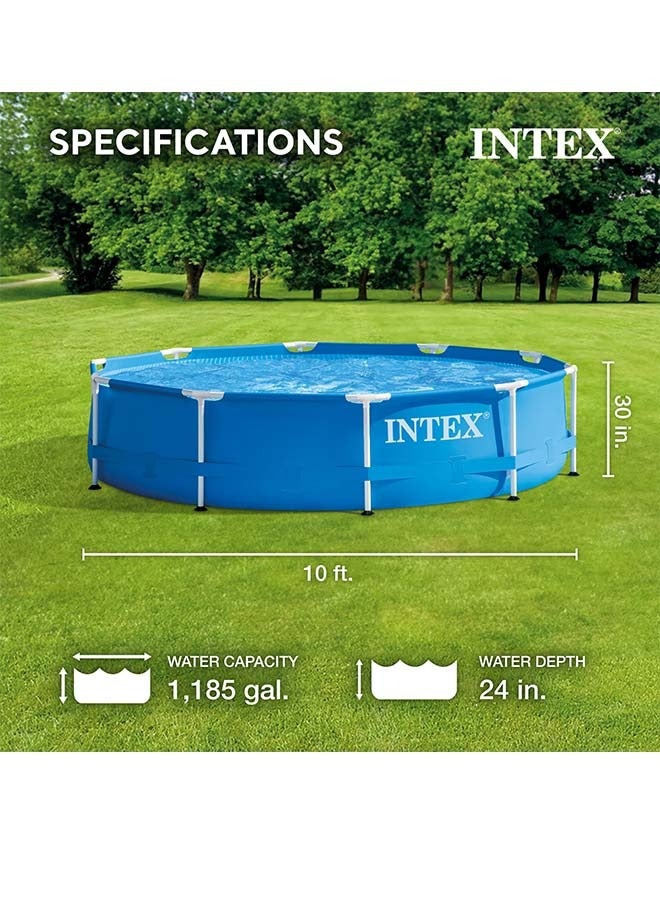 Intex 28200EH 10 Foot x 30 Inch 4 Person Outdoor Metal Frame Above Ground Round Swimming Pool with Easy Set-Up (Pump Not Included)