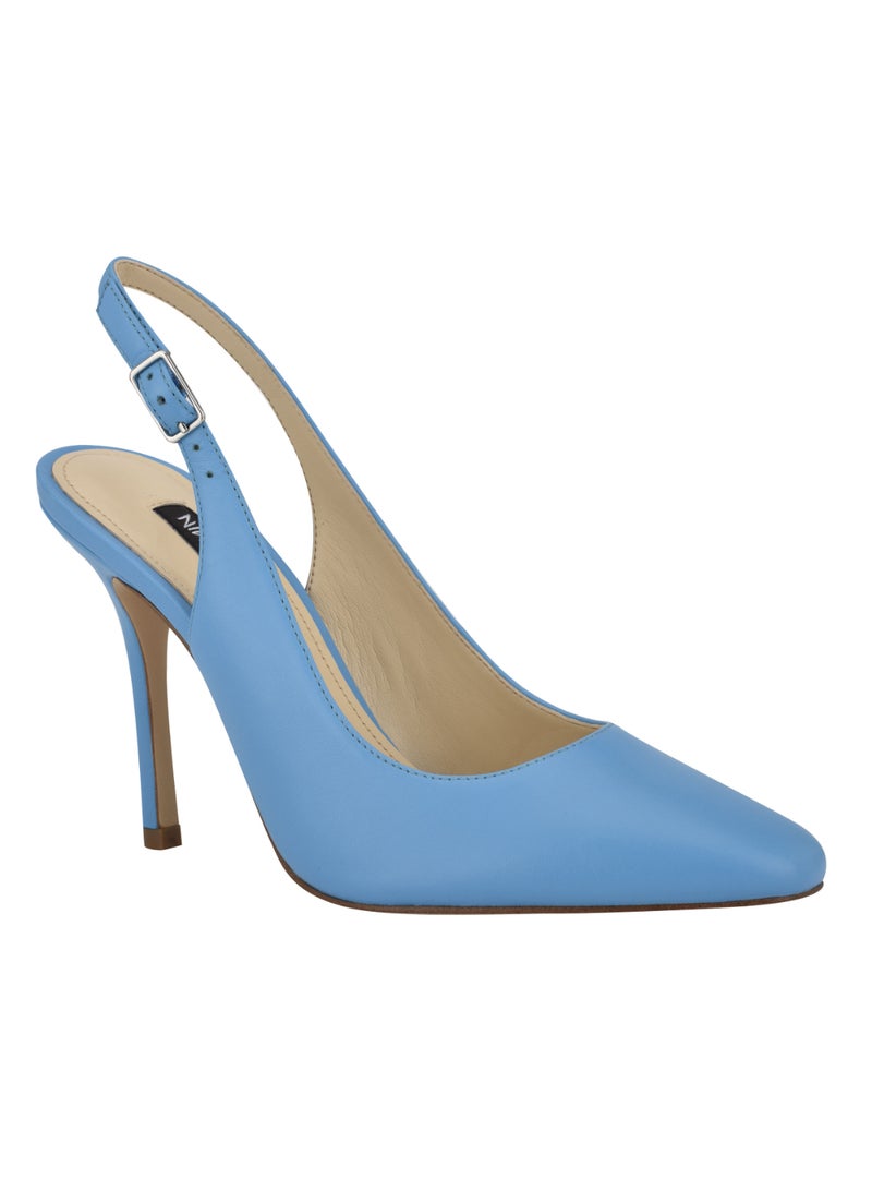 Pointed Toe High Heeled Slingback Blue