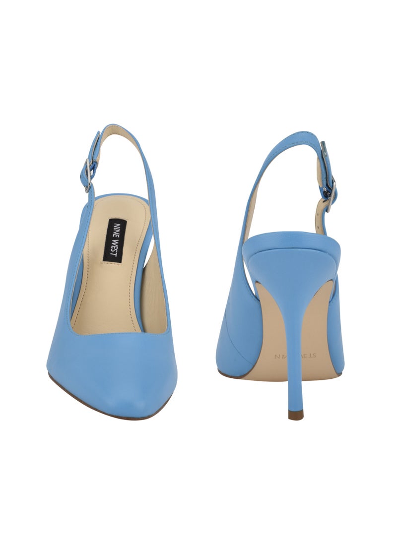 Pointed Toe High Heeled Slingback Blue