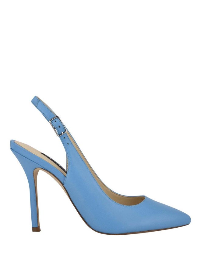 Pointed Toe High Heeled Slingback Blue