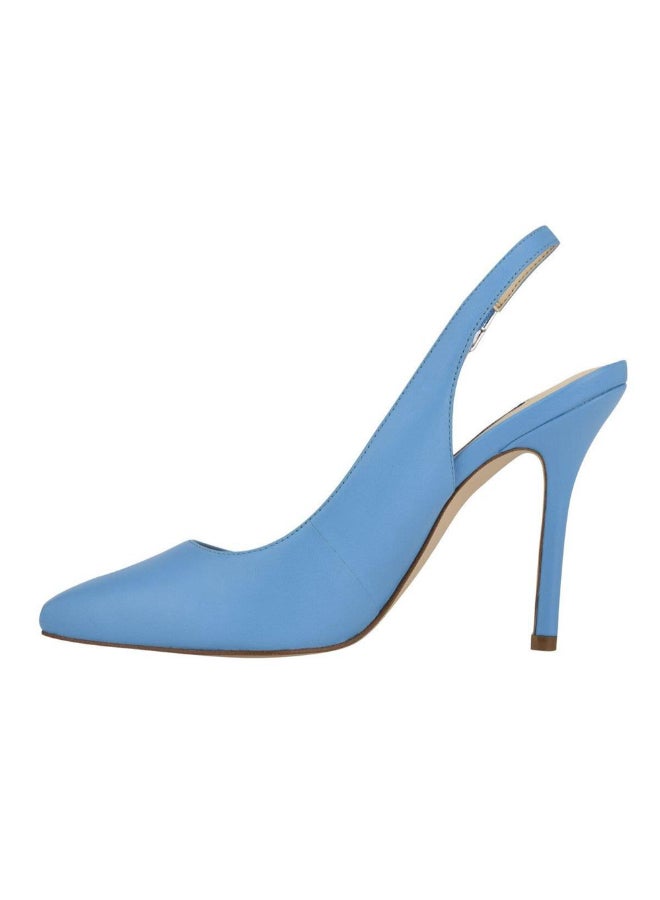 Pointed Toe High Heeled Slingback Blue