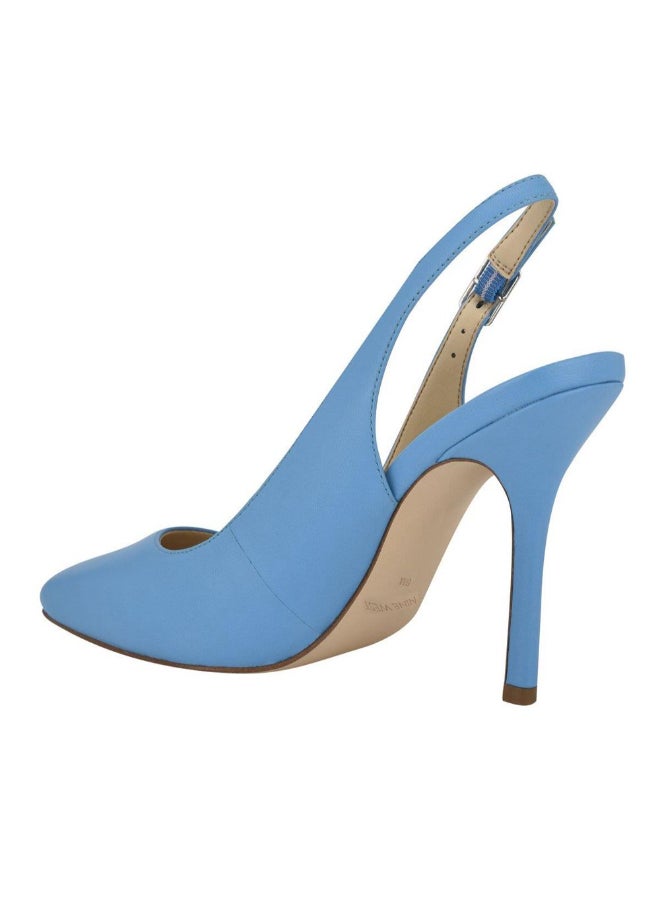 Pointed Toe High Heeled Slingback Blue