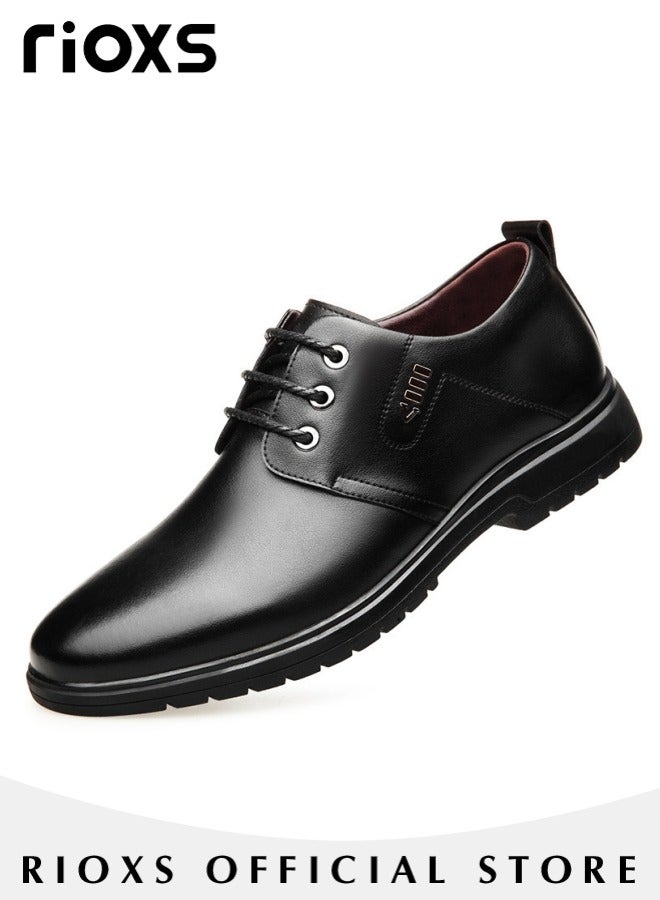 Men's Business Leather Shoes, Lace-up Round-toe Oxford Shoes, Stylish Classic Dress Shoes, Comfortable Lightweight Walking Flats, Suitable for Daily Wear and Formal Occasions