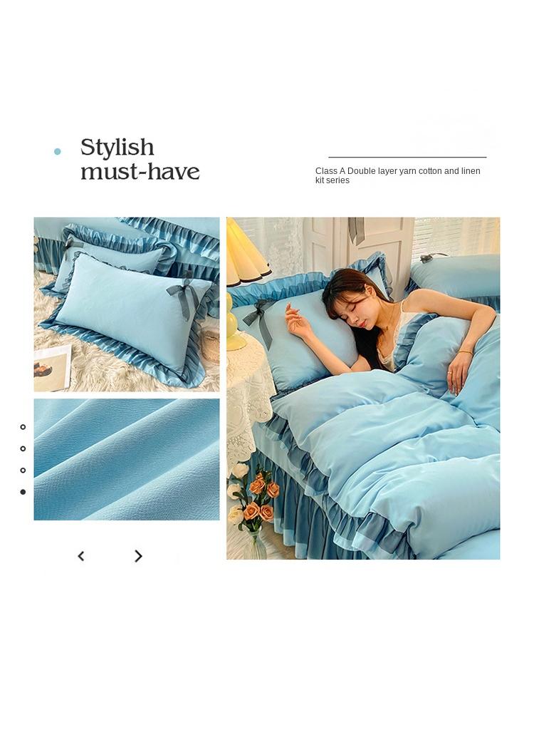 Simple Solid Color Washable Bed Sheet And Duvet Cover Set