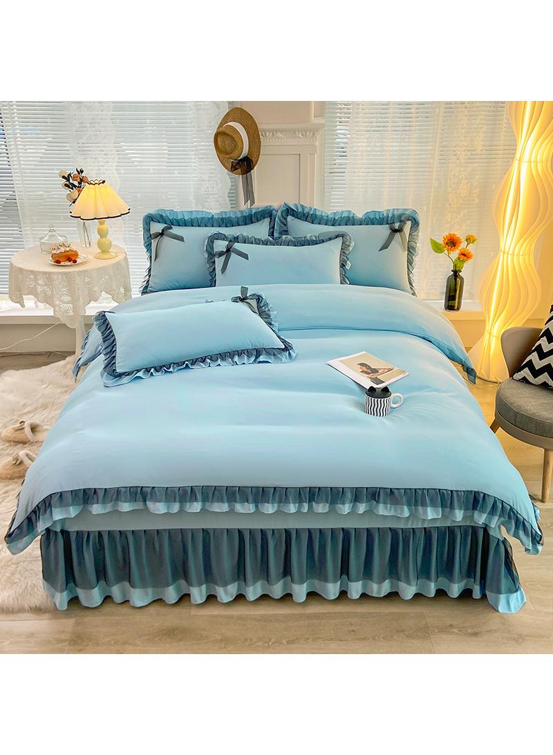 Simple Solid Color Washable Bed Sheet And Duvet Cover Set