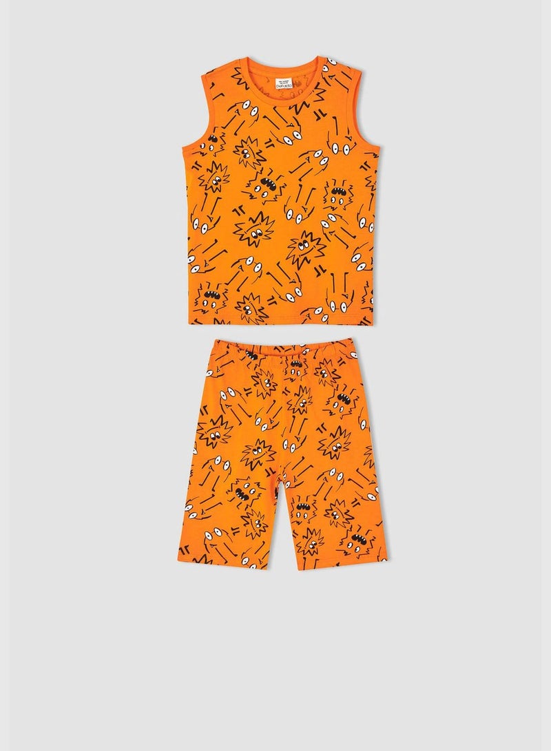 Regular Fit Sleeveless Printed Pyjama Set