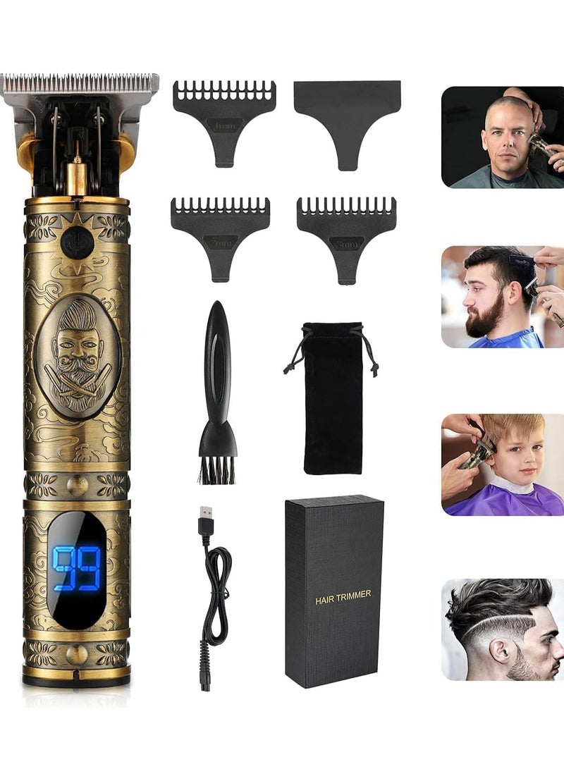 Upgraded Hair Trimmer Beard Clippers for Men Professional USB Electric Hair Clippers for Hair Cutting Trimmers Cordless Outliner Zero Gaped LED Display (Hair Clippers for Men, GOLD 05)