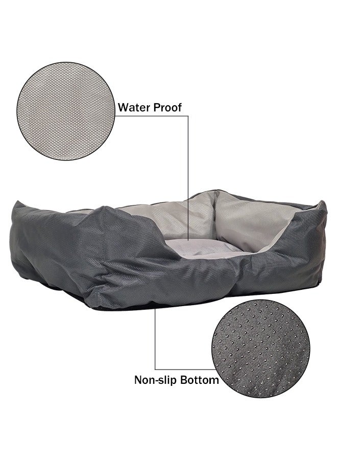 Pet cushion with a lowered entrance for easier access, Small waterproof puppy and cat sofa bed with soft raised edges, Suitable for both small puppies and cats (50 cm)
