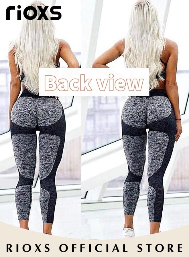 Women's High Waist Leggings,Solid Stretch Yoga Pants,Tummy Control Fitness Legging With Pockets,Skinny Leggings,Slim Fit Sports Sweatpants For Fitness Workout Gym Running