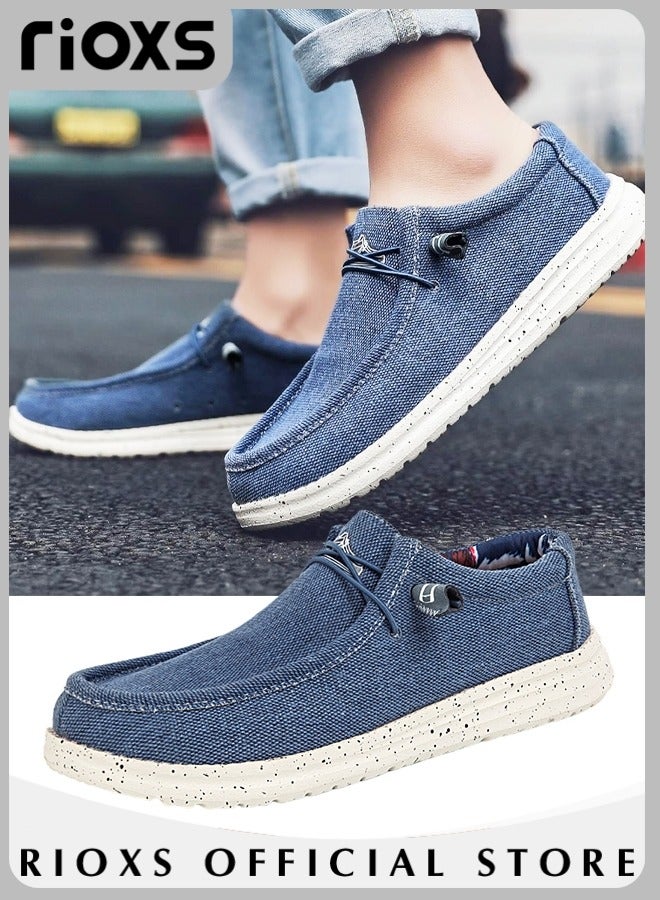 Men's Trendy Canvas Loafers Slip-on Casual Shoes Lace Up Comfortable Lightweight Flats