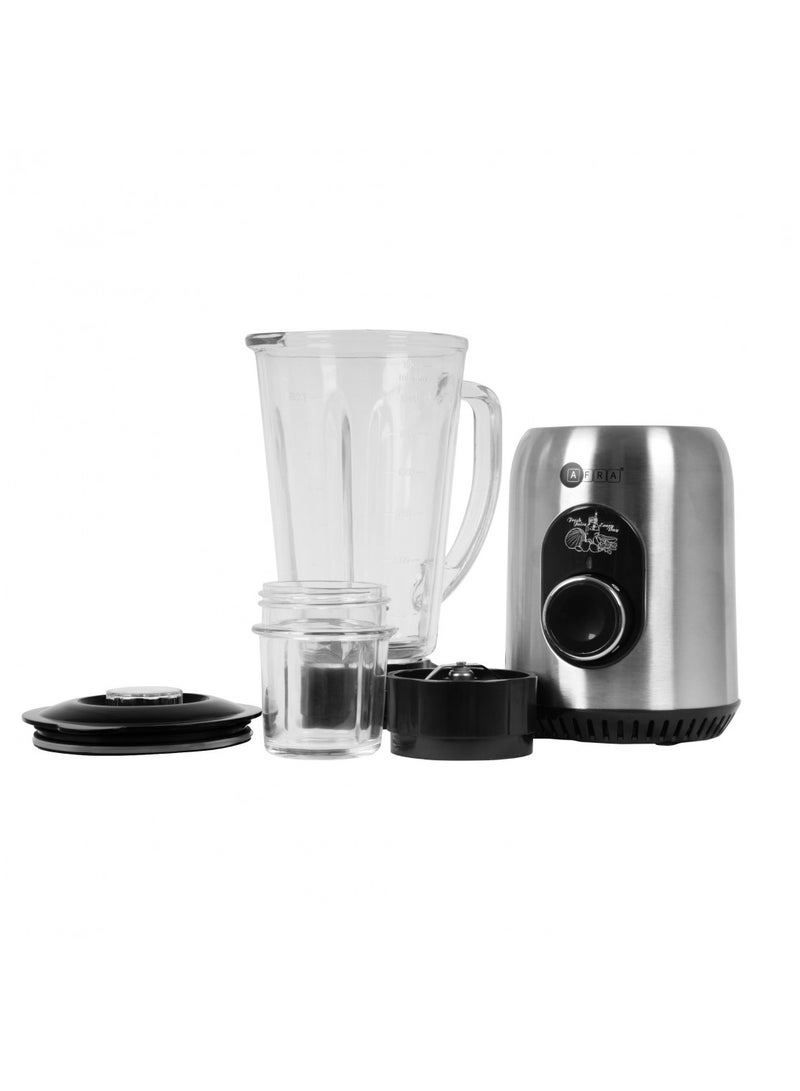 2 In 1 Blender, 5 Speed Settings, 1.8 Liter Capacity, Glass Blender Jar & Grinder Jar, 6 Cutting Blades, 5 Speed Settings, G-Mark, ESMA, RoHS, And CB Certified, 2 Years Warranty 1.8 L 600 W AF-610BLSL Silver