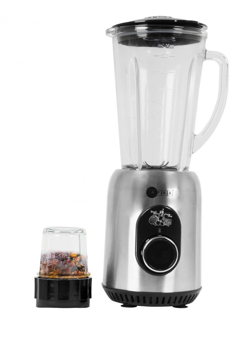 2 In 1 Blender, 5 Speed Settings, 1.8 Liter Capacity, Glass Blender Jar & Grinder Jar, 6 Cutting Blades, 5 Speed Settings, G-Mark, ESMA, RoHS, And CB Certified, 2 Years Warranty 1.8 L 600 W AF-610BLSL Silver