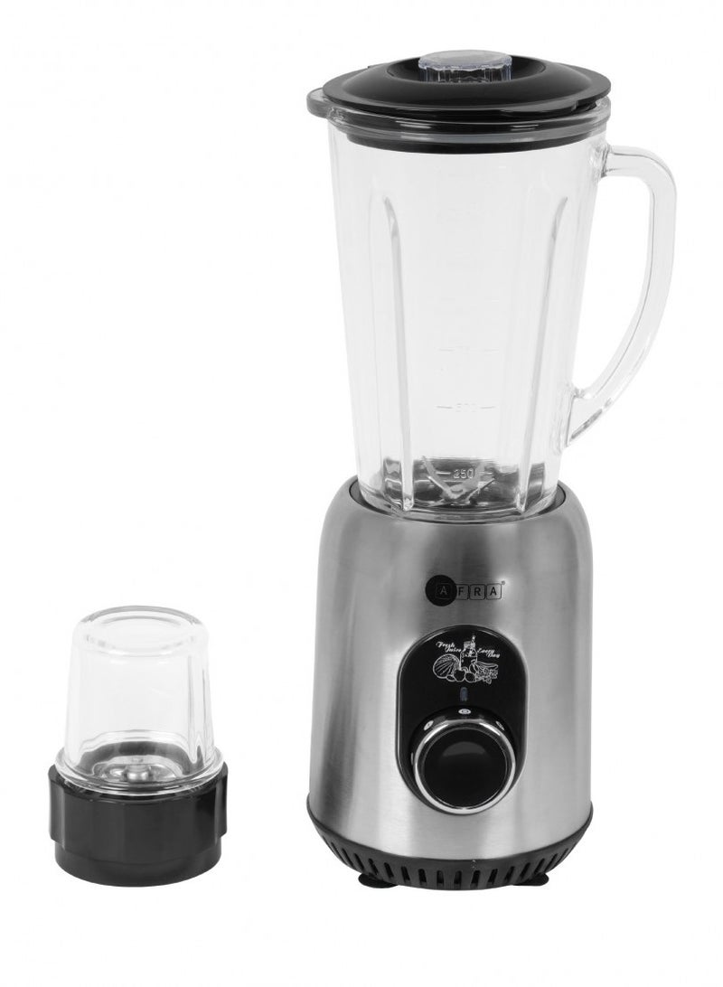 2 In 1 Blender, 5 Speed Settings, 1.8 Liter Capacity, Glass Blender Jar & Grinder Jar, 6 Cutting Blades, 5 Speed Settings, G-Mark, ESMA, RoHS, And CB Certified, 2 Years Warranty 1.8 L 600 W AF-610BLSL Silver