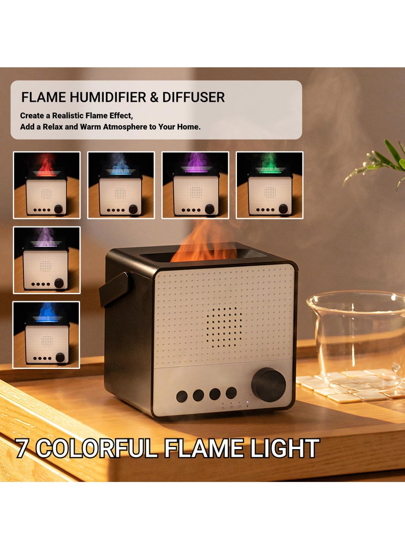 Essential Oil Diffuser with White Noise Machine and Bluetooth Speaker, Portable Flame Aromatherapy Diffuser, Humidifiers ideal for Adults, Babies, Home, Office Us