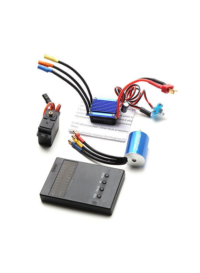 2435 4800KV Brushless Motor and 25A ESC 2.2KG Servo Programming Card Replacement for HSP Wltoys 1/16 1/18 Remote Control Truck Car