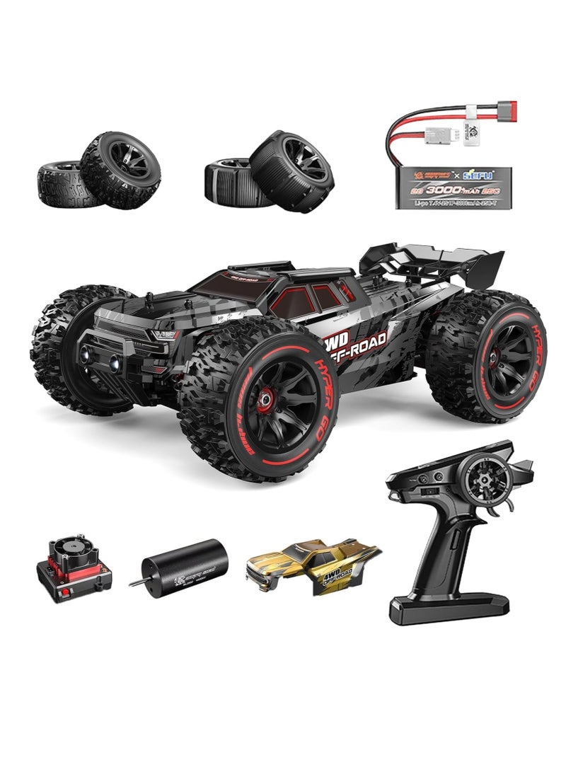 MJX Hyper Go 14210 Brushless RC Cars for Adults,1/14 High-Speed 55-75KMH Fast RC Truck,2SBattery, 4wd Offroad Electric Powered Remote Control Cars Gift for Boys with 2 Shells and Extra Tires