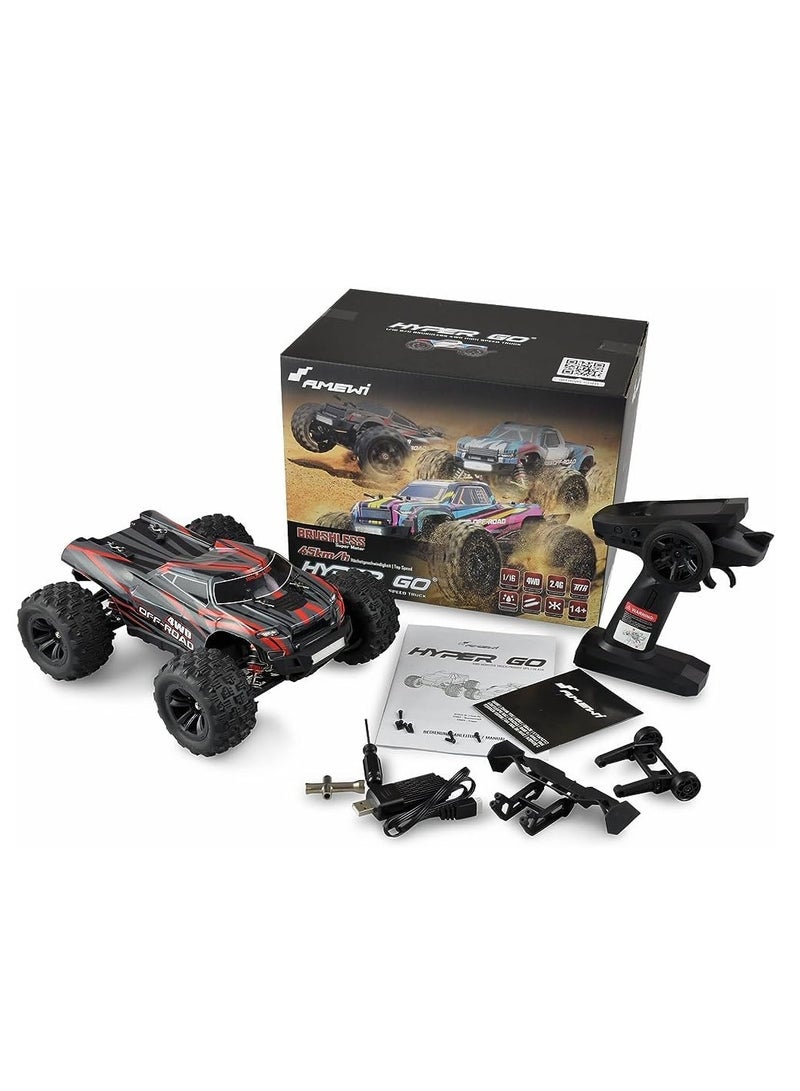 MJX – Brushless RC Hobby GradeTruck | High Speed, 2.4Ghz Remote Control | 1:16 Scale Radio Controlled Off-roader Electronic Monster R/C Truck | RTR, All Terrain - Black