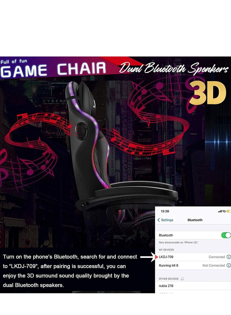 Gaming Chair LED Light Racing Chair,Ergonomic Office Massage Chair