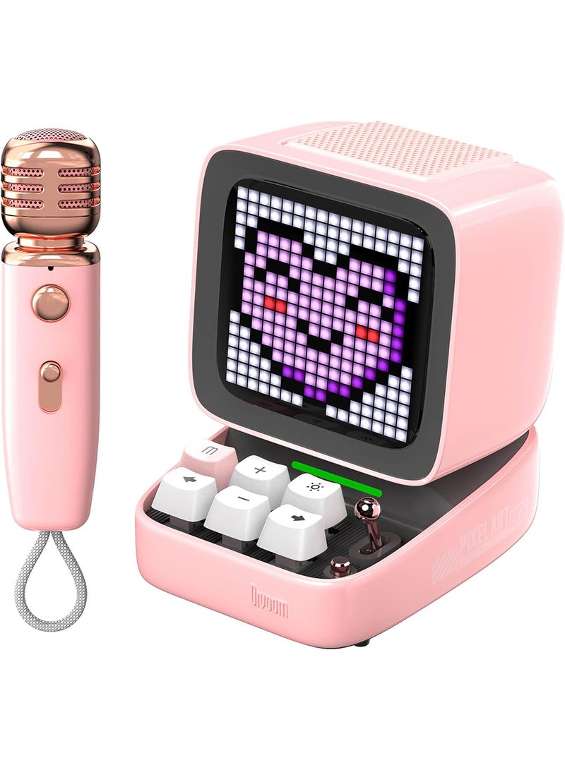 Divoom Ditoo-Mic Retro Pixel Art Game Bluetooth Speaker Microphone Karaoke Function Pink
