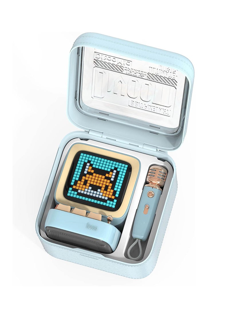 Divoom Ditoo-Mic Retro Pixel Art Game Bluetooth Speaker Microphone Karaoke Function Blue