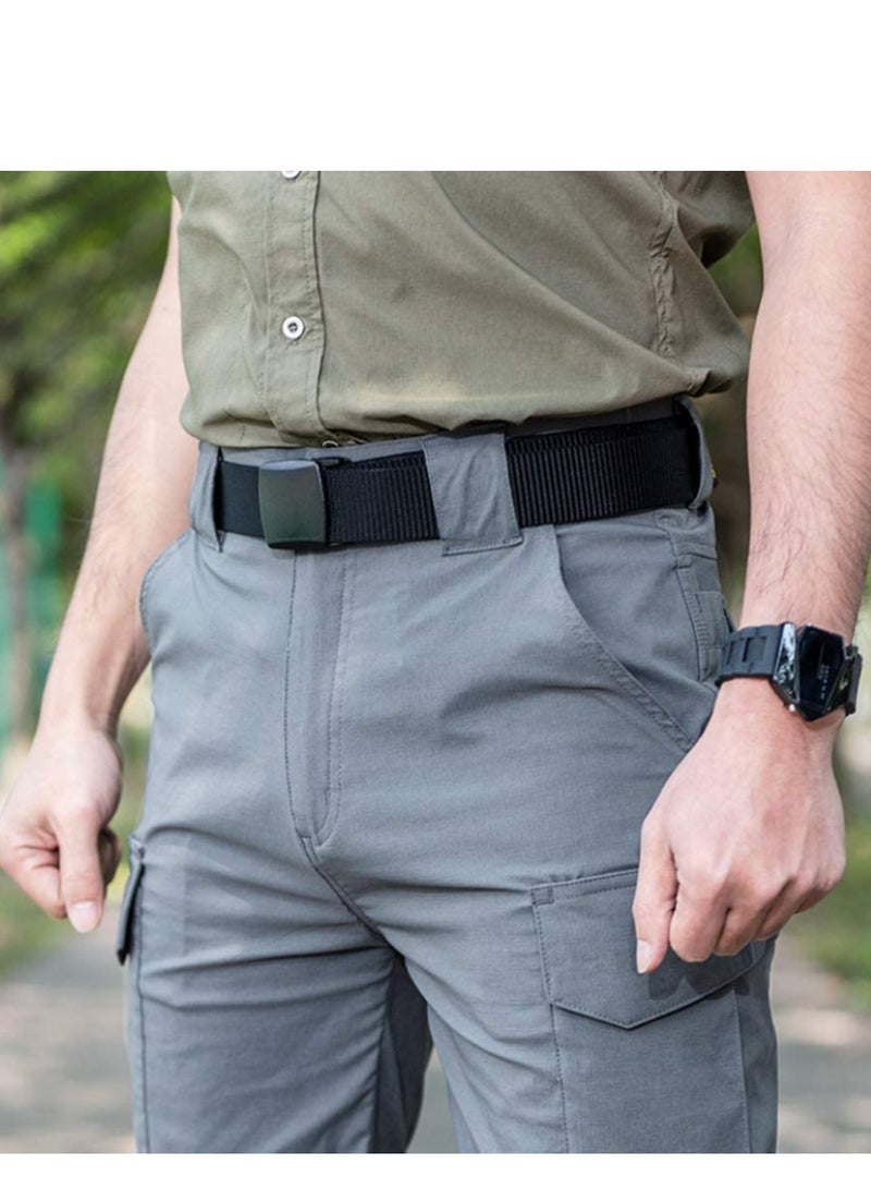 5 Pack Nylon Belts for Men with Webbing Canvas Outdoor Webbing with Plastic Buckle for Men's Father Boys Birthday Gifts (Black, Khaki, Army Green, Navy Blue, Grey)