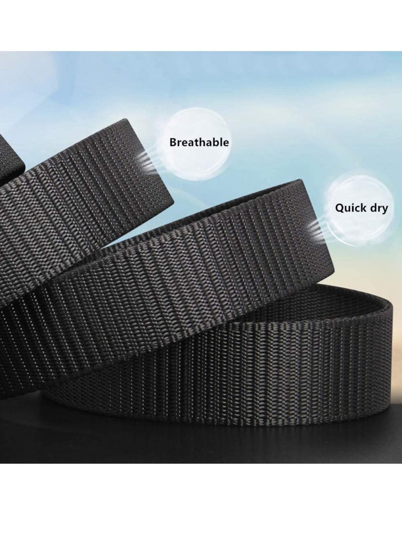 5 Pack Nylon Belts for Men with Webbing Canvas Outdoor Webbing with Plastic Buckle for Men's Father Boys Birthday Gifts (Black, Khaki, Army Green, Navy Blue, Grey)