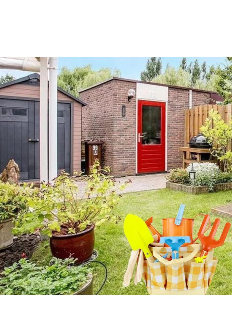 7PcsKids Garden Outdoor Tool Set for Gardening Game for Children Shovel Rake Rigus Can Toys with Beach Storage Bag Gifts