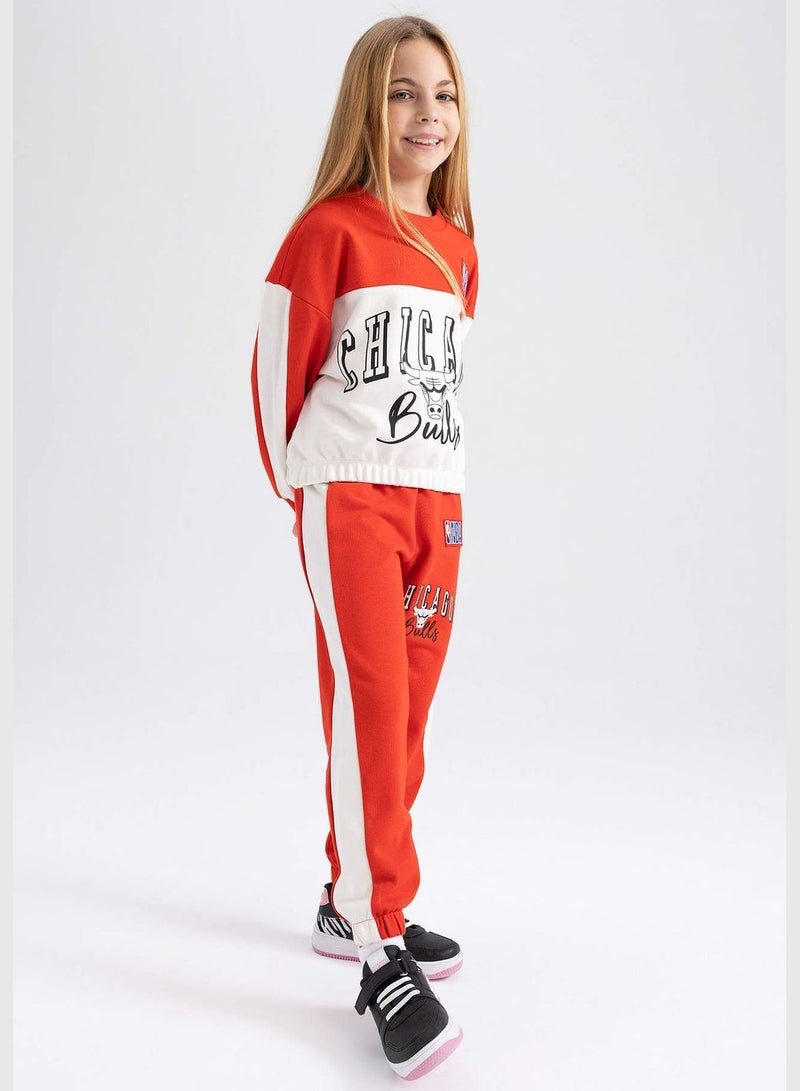 Girl NBA Chicago Bulls Licenced Jogger Fit Knitted Trousers