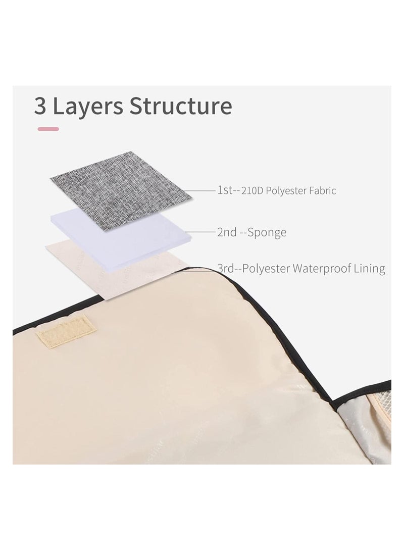 Portable  Compact  Waterproof Diaper Changing Pad With Multiple Pockets and Three layer Fabric