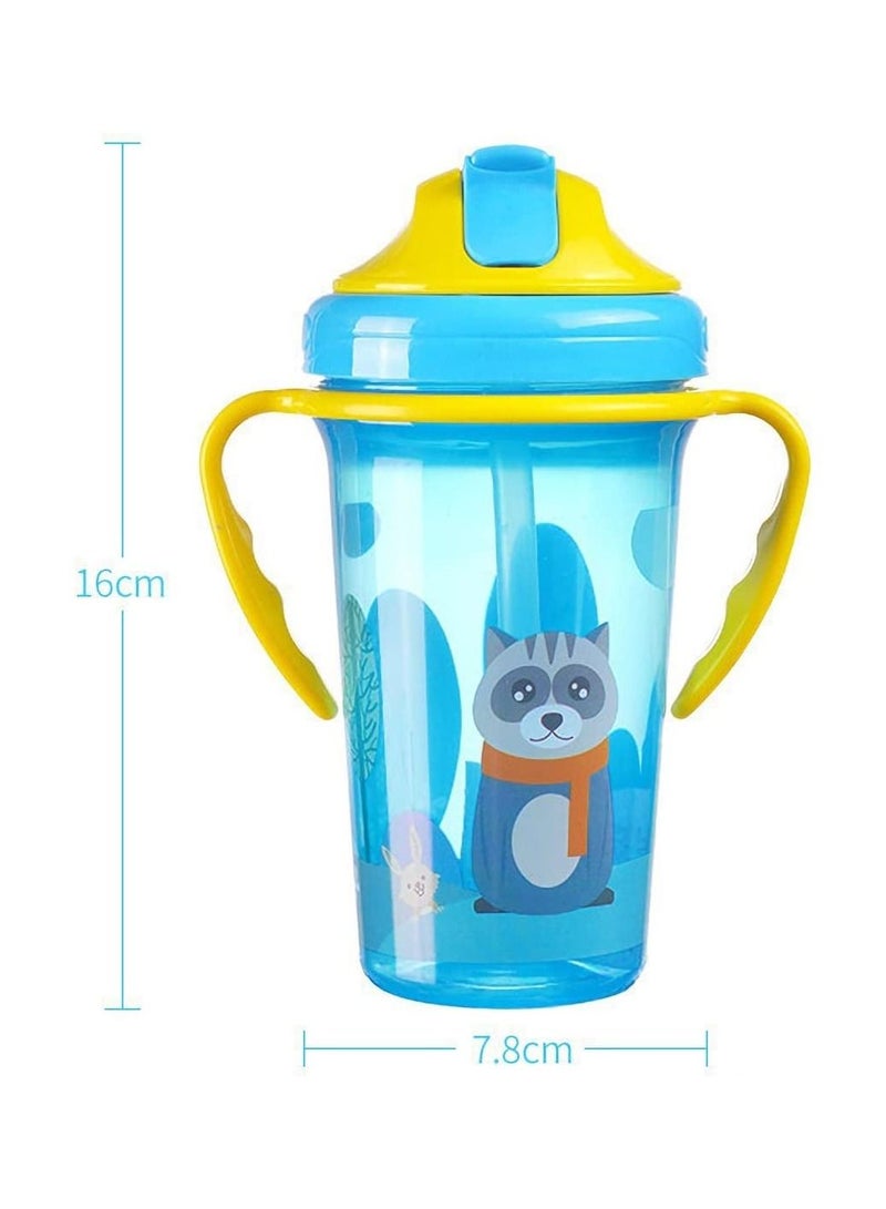 Spill Resistant Straw Cup Kids Water Bottle with Soft Silicone Spout Cup 300ml