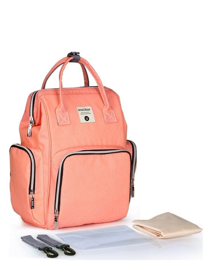 Waterproof Diaper Bag With Stroller Strap Orange Pink